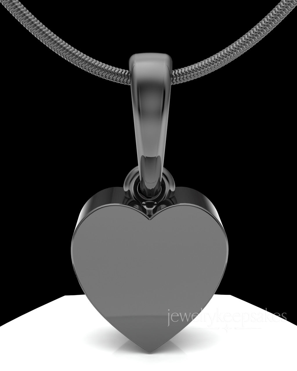 Black Plated Gentle Heart Permanently Sealed Waterproof Pendant