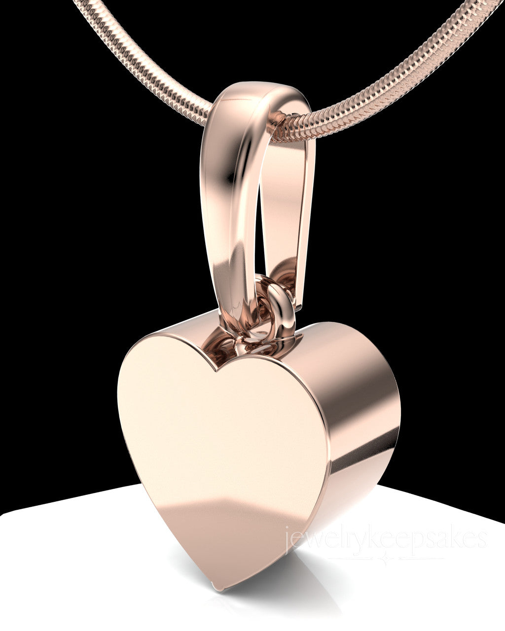 Rose Gold Plated Gentle Heart Permanently Sealed Waterproof Urn Pendant