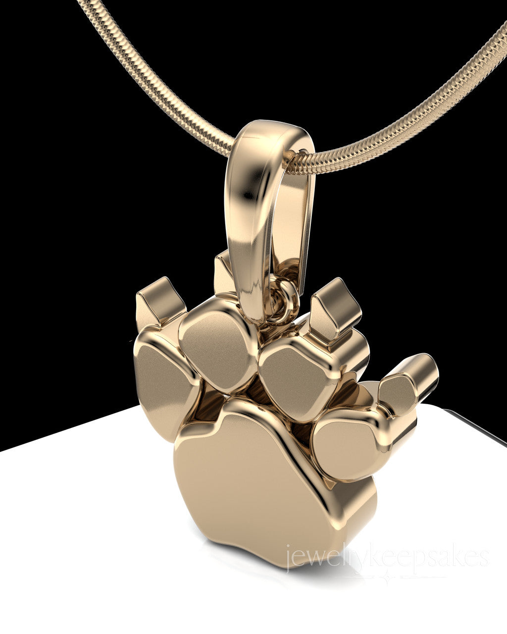 Solid 14k Gold Paw Permanently Sealed Waterproof Cremation Pendant
