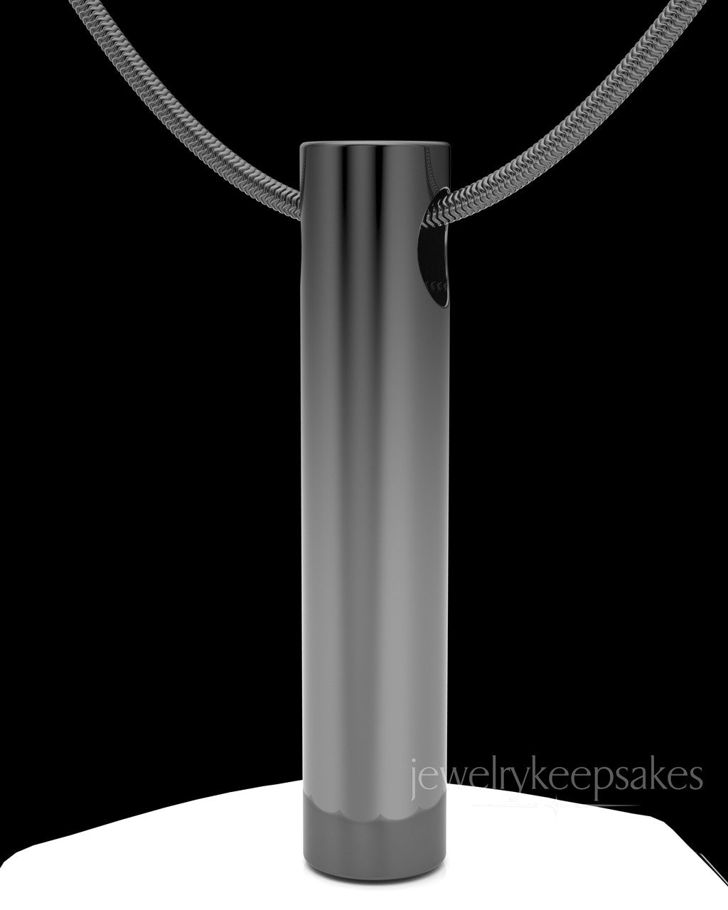 Black Plated Long Cylinder Permanently Sealed Waterproof Cremation Pendant