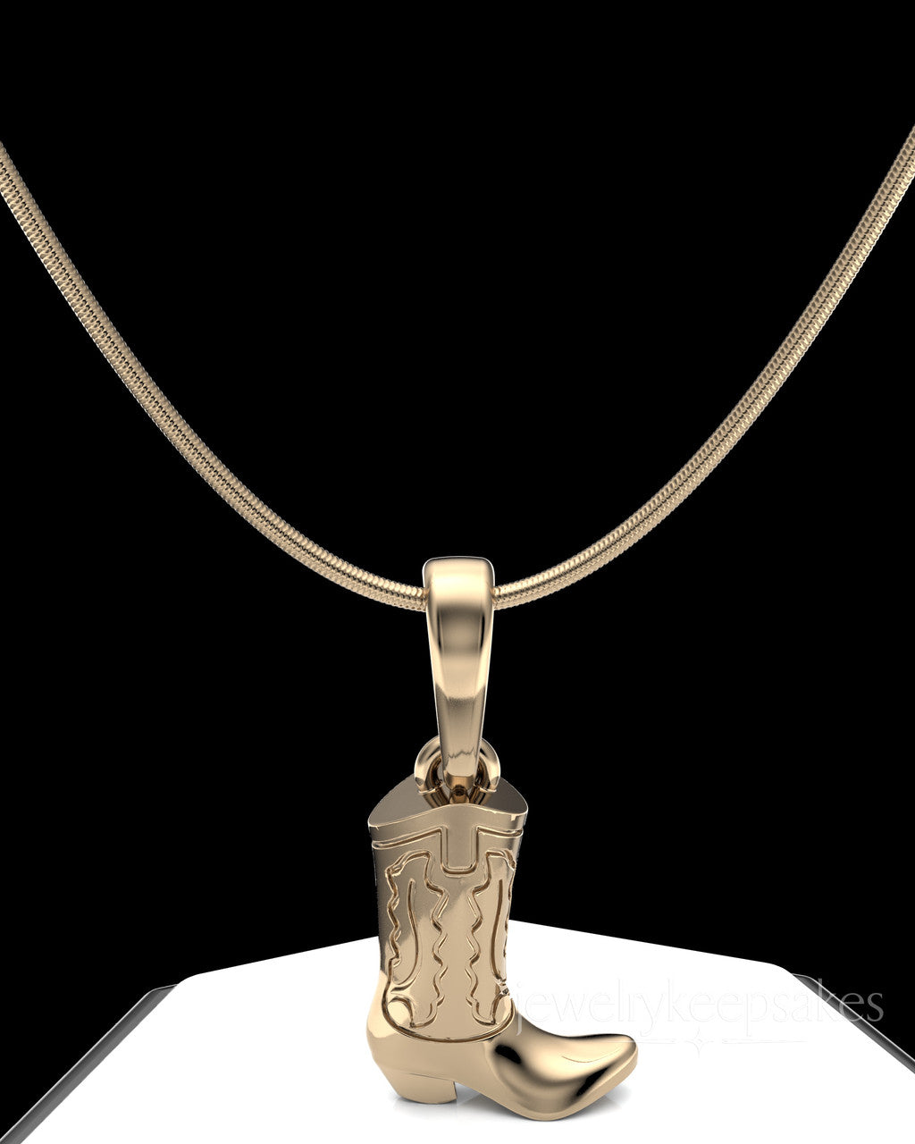 Solid 14k Gold Cowboy Boot Permanently Sealed Waterproof Cremation Pendant