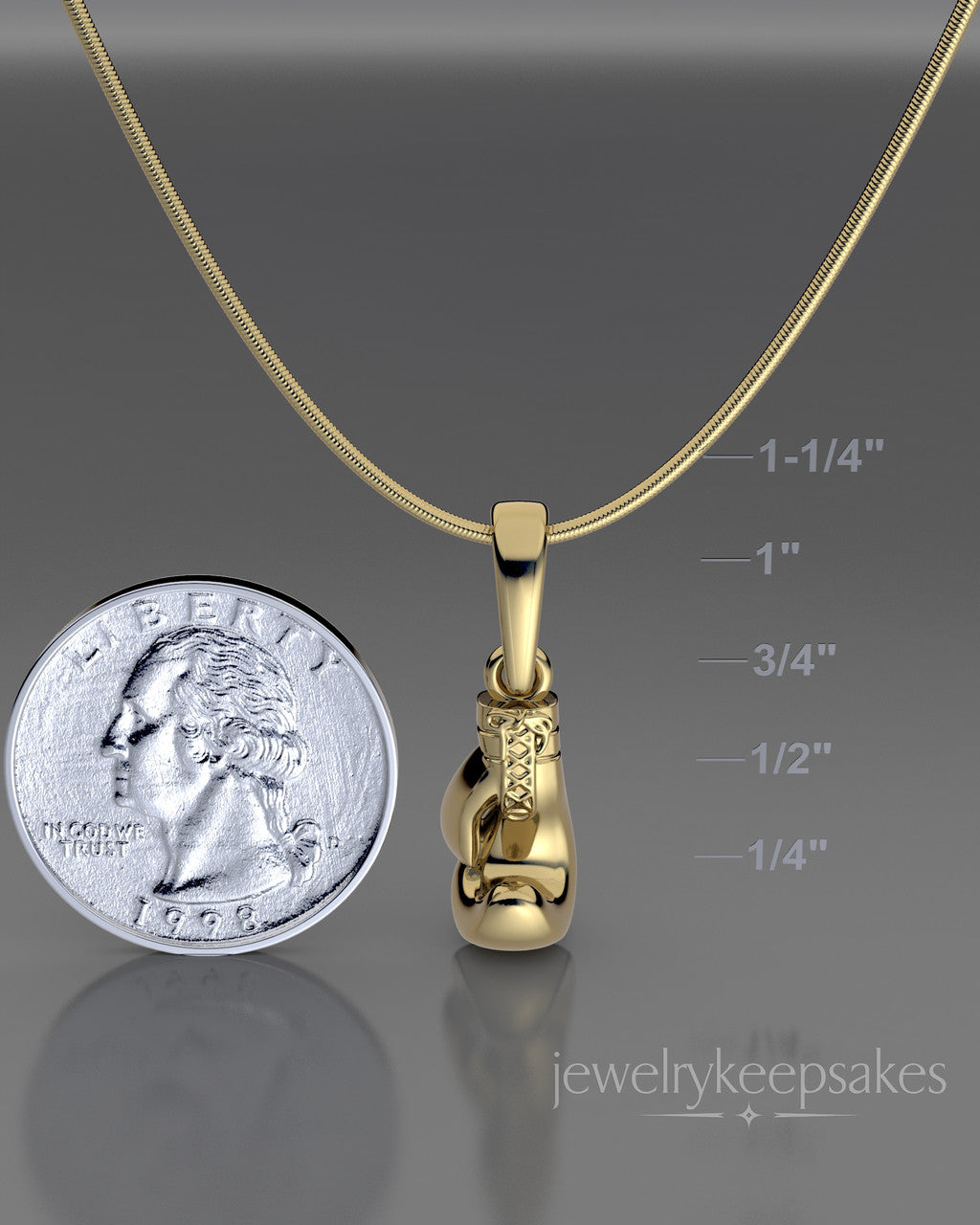 Gold Plated Boxing Glove Permanently Sealed Waterproof Cremation Pendant