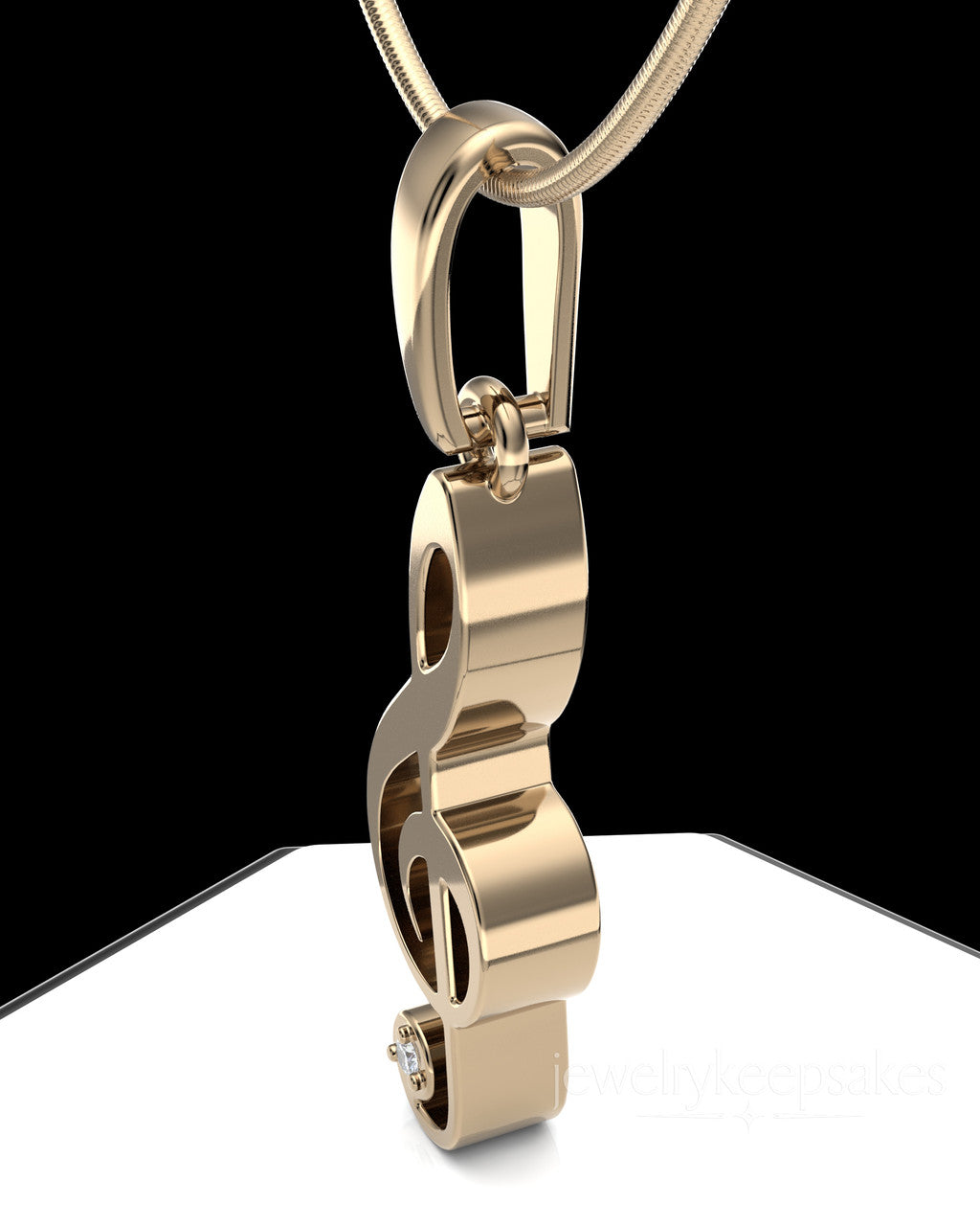 Solid 14k Gold Musical Note Permanently Sealed Waterproof Cremation Pendant