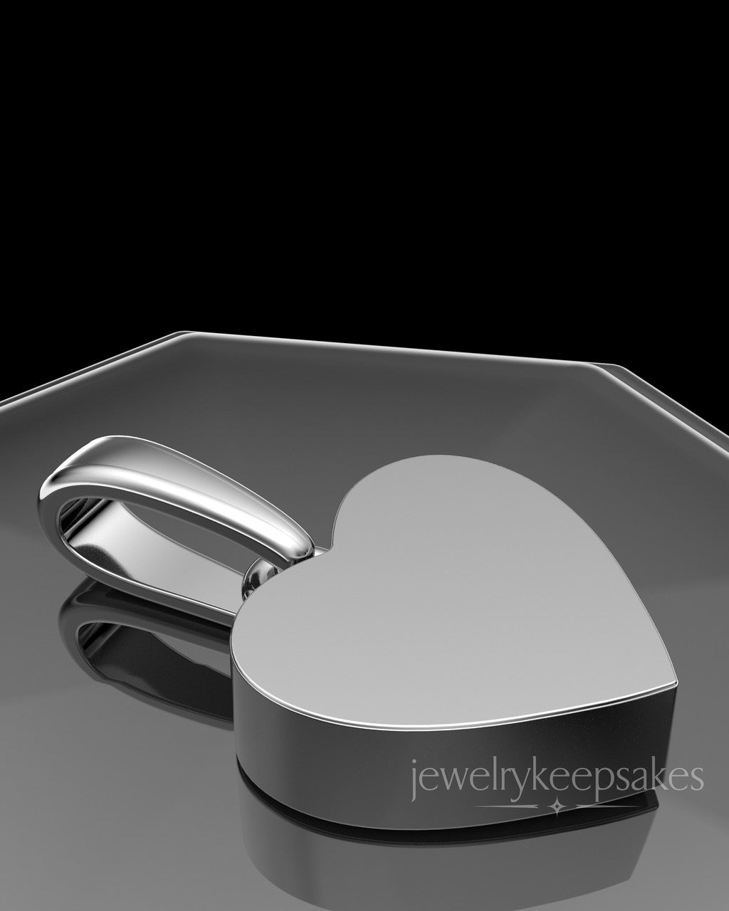 Solid 14K White Gold Wholesome Heart Permanently Sealed Waterproof Keepsake Jewelry