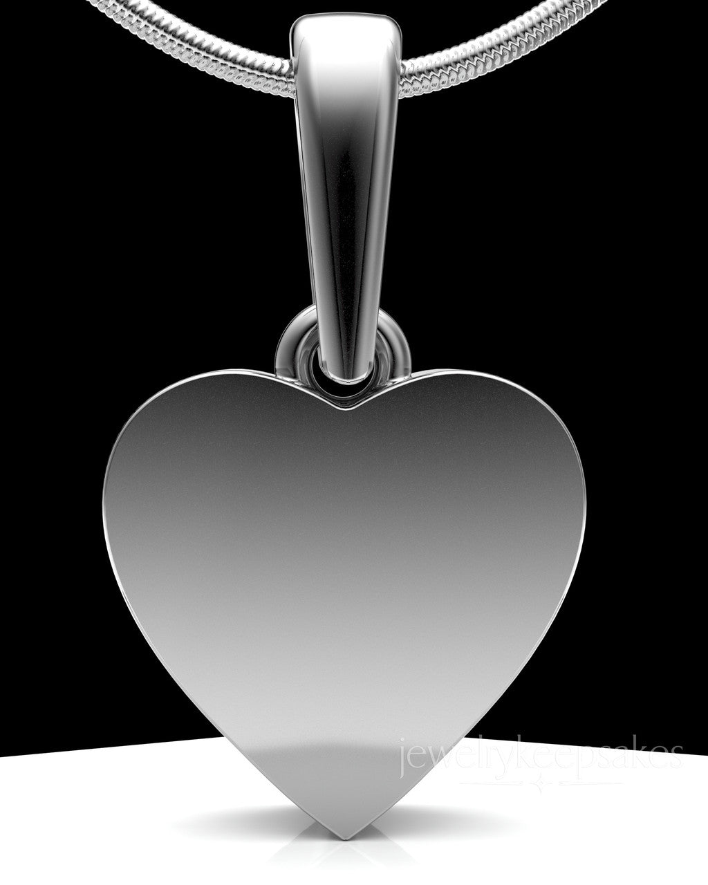 Solid 14K White Gold Wholesome Heart Permanently Sealed Waterproof Keepsake Jewelry