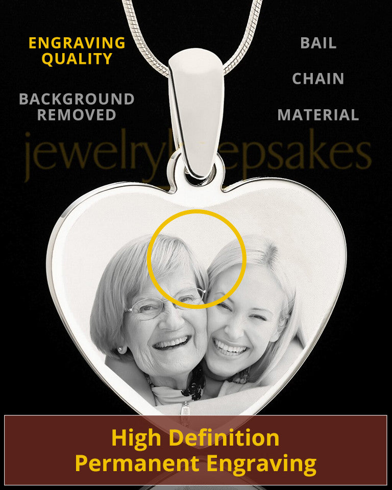 Personalized Engraved Heart Photo Pendant Necklace In Stainless Steel