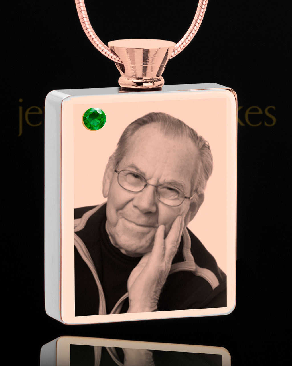 May Rose Gold Plated Photo Engraved Rectangle Cremation Pendant
