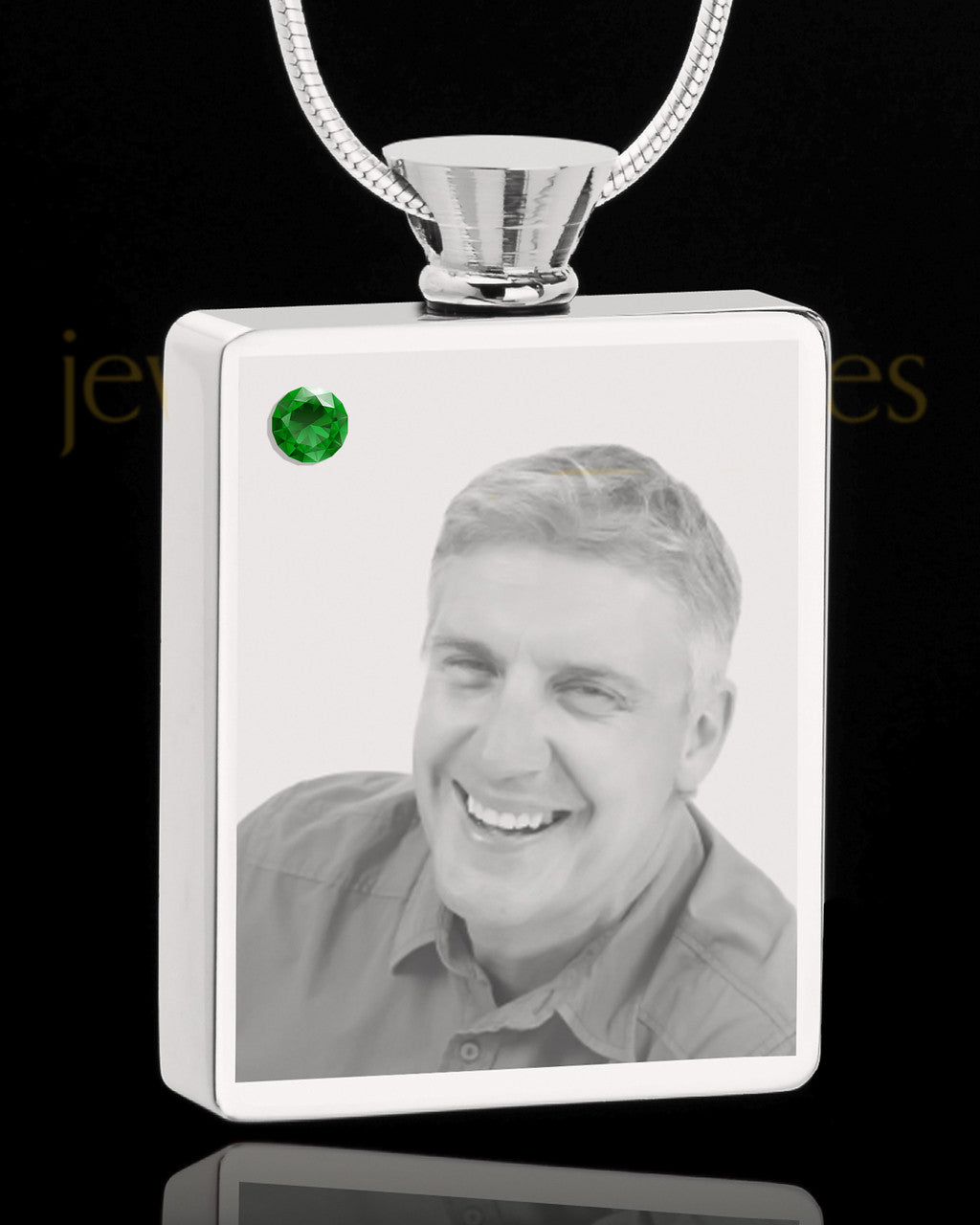 May Stainless Steel Photo Engraved Rectangle Cremation Pendant