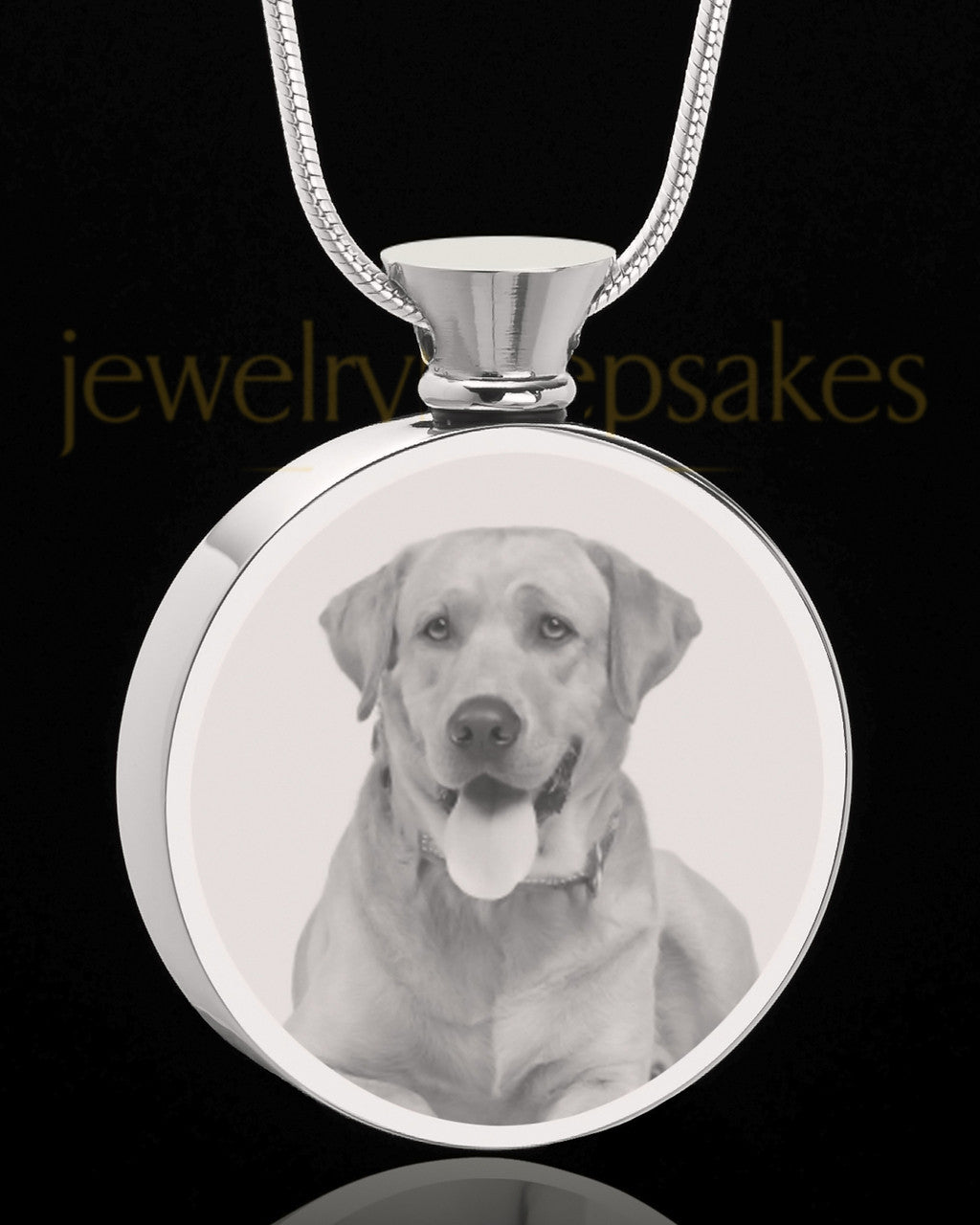 Photo Engraved Pet Cremation Pendant Round Stainless Steel