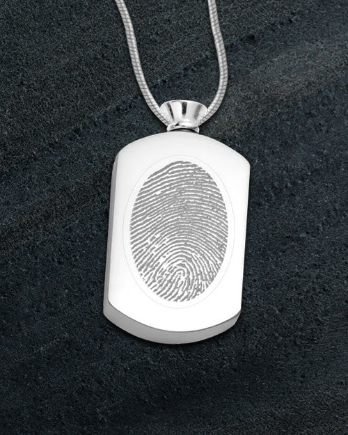 Stainless Stunning Rectangle Thumbprint Pendant