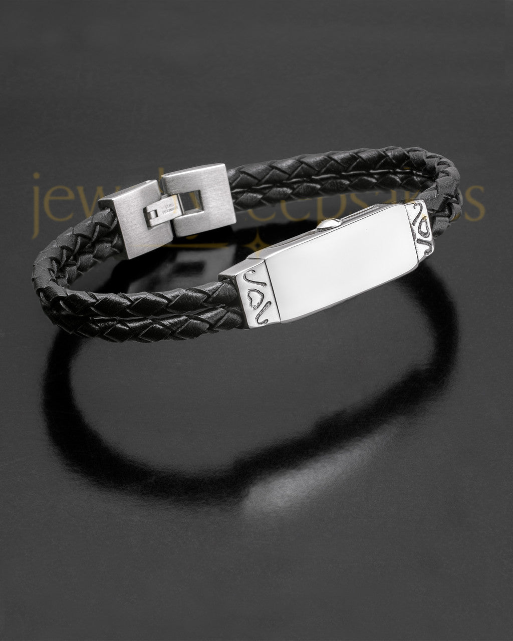 Personalized Mens Cremation Bracelet For Ashes in Stainless Steel and Leather