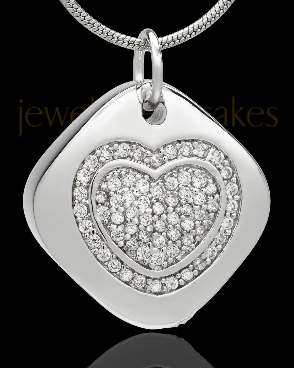 Sterling Silver Mindful Heart Cremation Urn Pendant