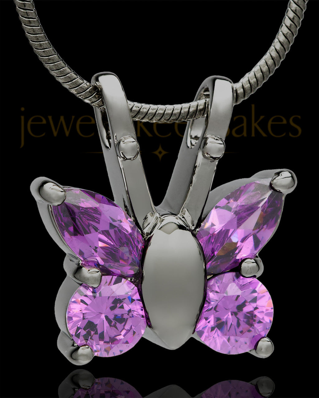 Black Plated Dancing Lavender Butterfly Cremation Urn Pendant