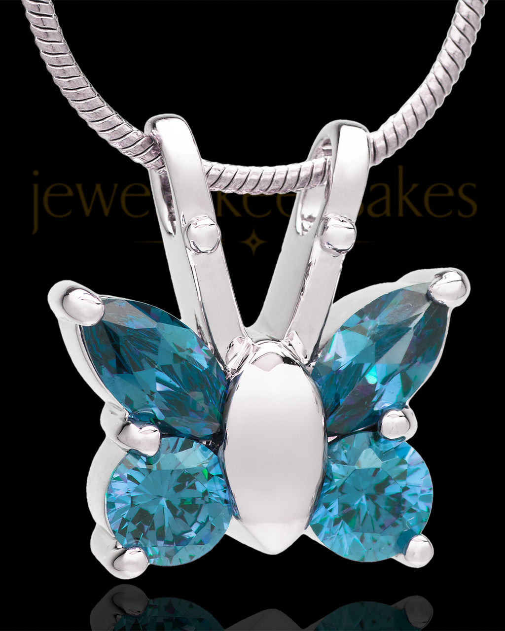 Sterling Silver Dancing Blue Butterfly Cremation Urn Pendant