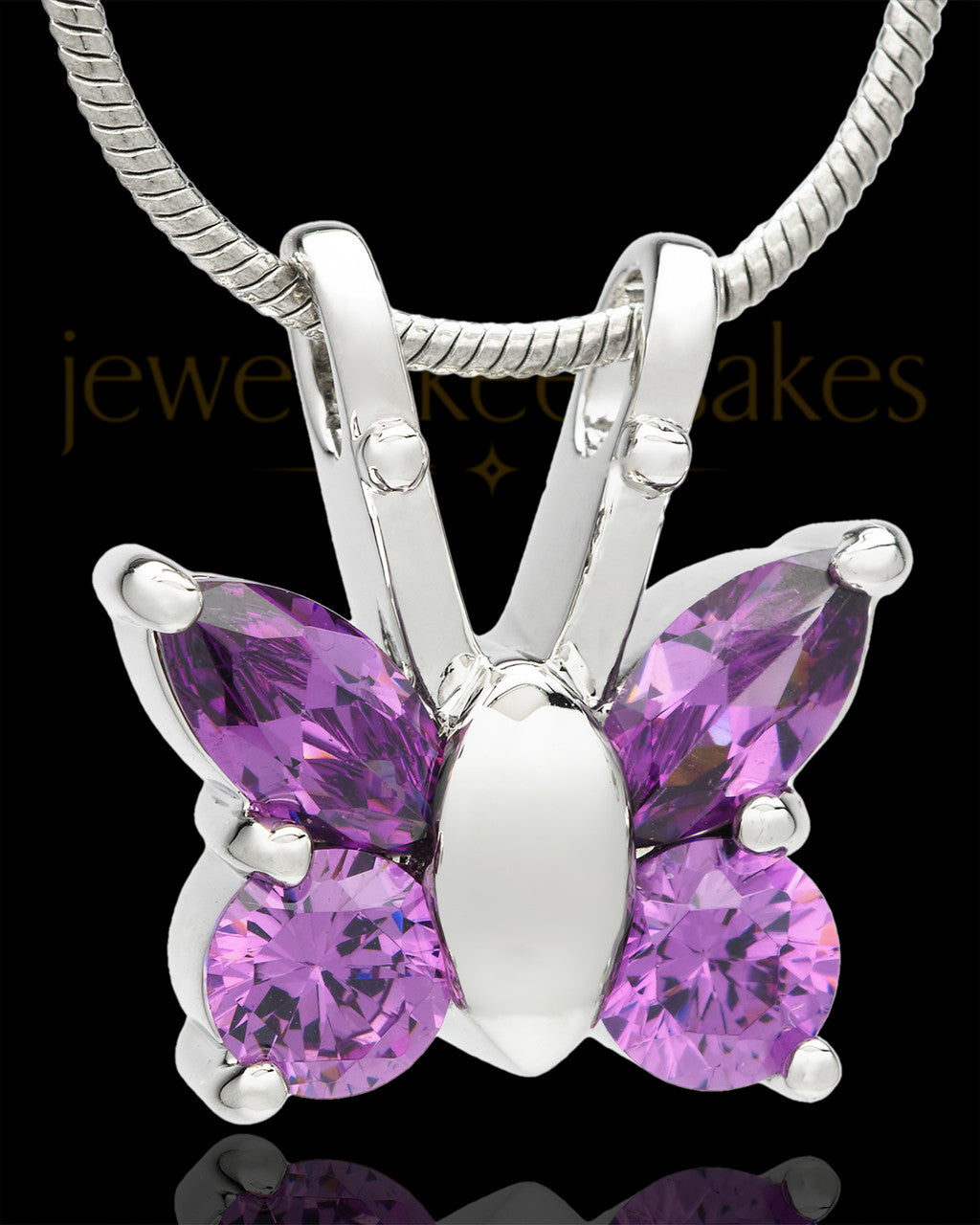 Sterling Silver Dancing Lavender Butterfly Cremation Urn Pendant