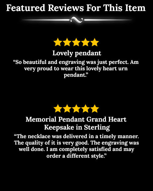 Memorial Pendant Grand Heart Keepsake in Sterling Silver