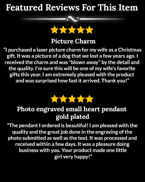 Photo Engraved Small Heart Pendant Gold Plated over Stainless