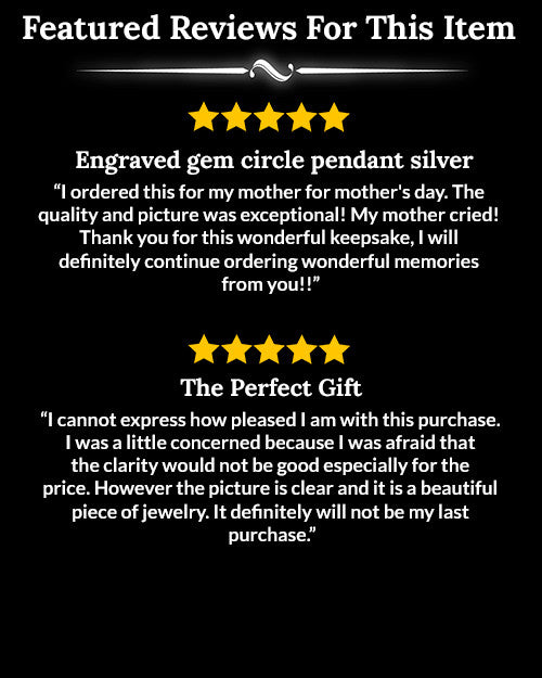 Custom Photo Engraved Pendant Necklace Gem Circle