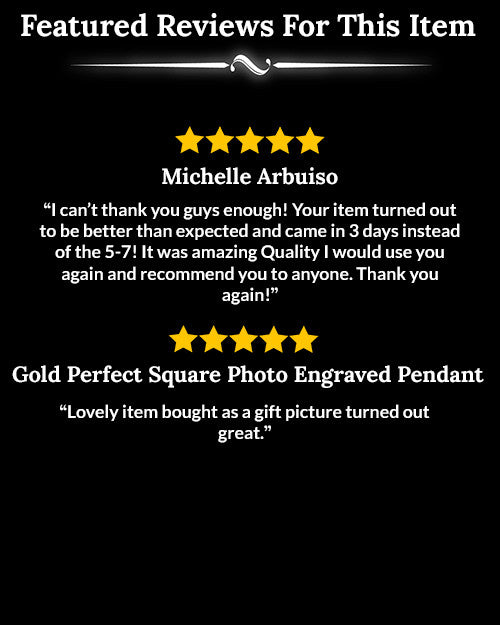 Gold Perfect Square Photo Engraved Pendant