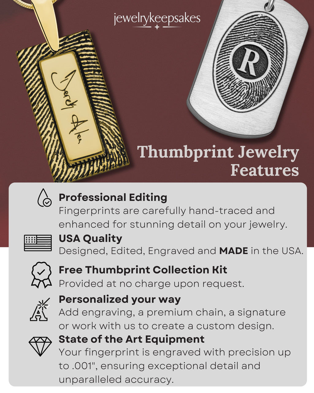 Copper Dog Tag Thumbprint Pendant