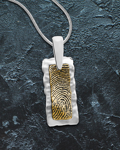 Custom Gold Thumbprint Memorial Pendant With Engraving