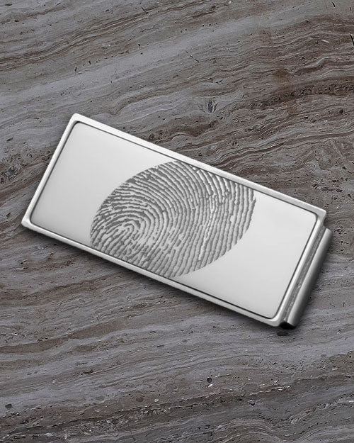 Silver on Silver Stainless Thumbprint Money Clip
