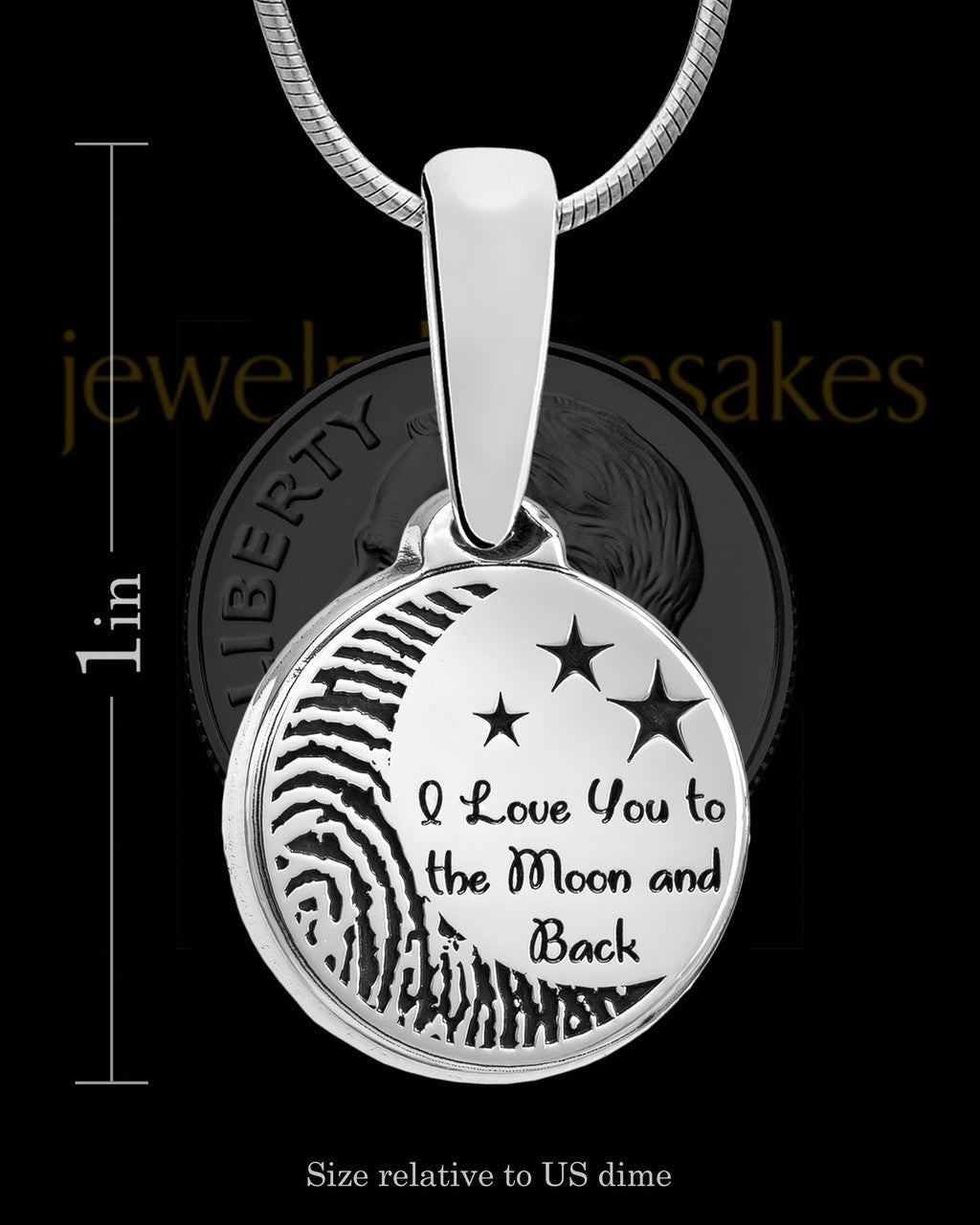 Sterling Silver to the Moon and Back Thumbprint Pendant