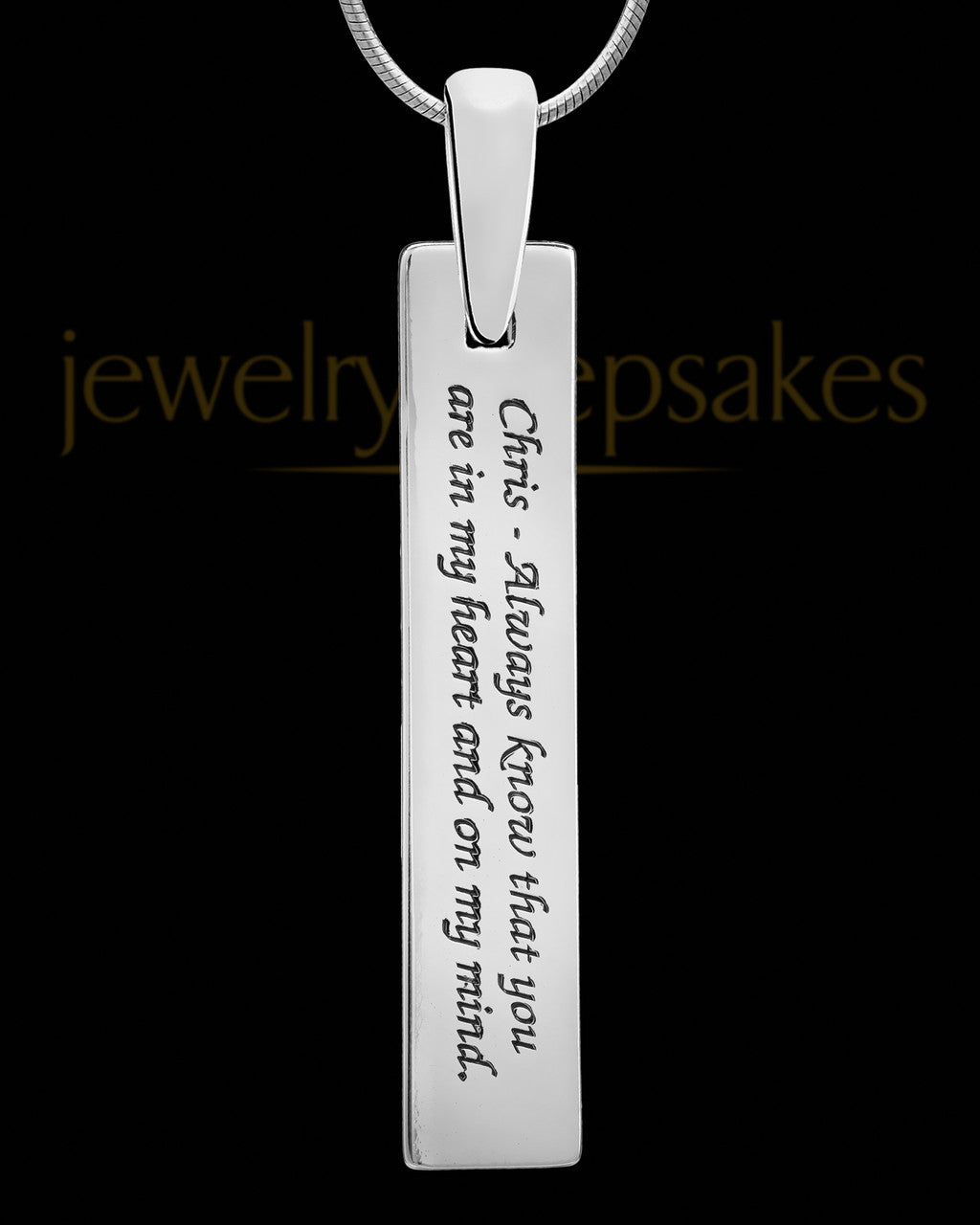 Sterling Silver Bar with Birthstone Thumbprint Pendant