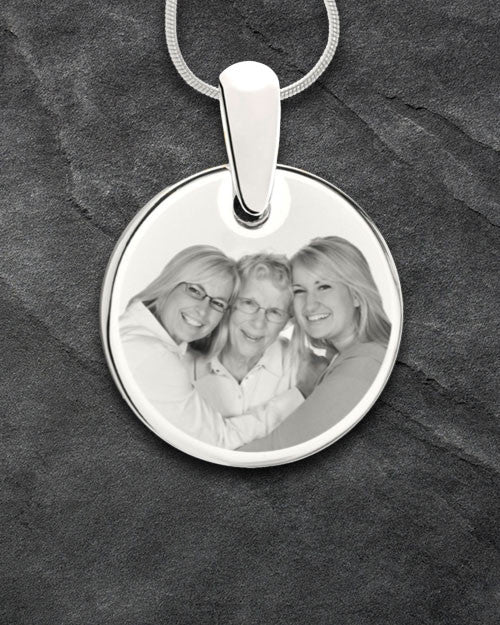 Custom Photo Engraved Round Pendant Stainless Steel With Engraving
