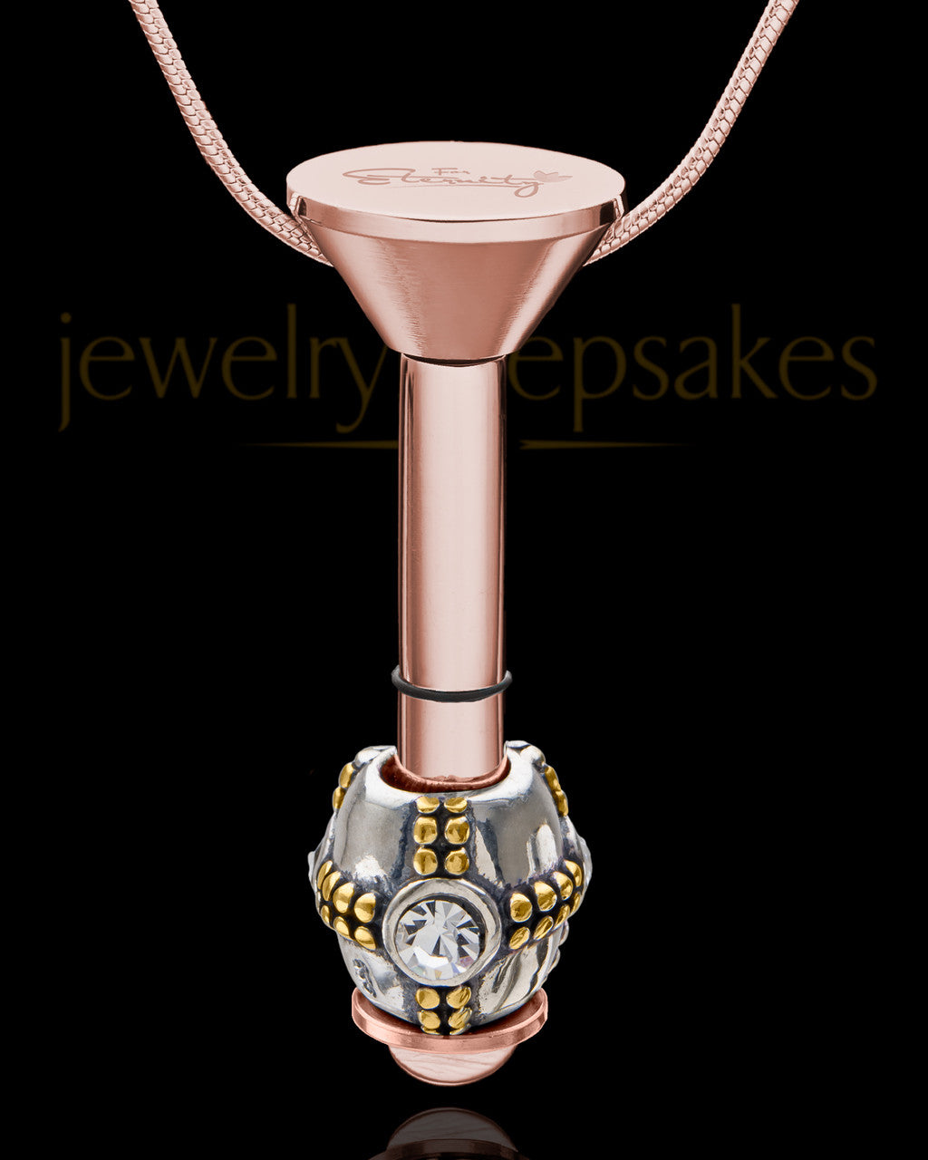 Rose Gold Stainless Millenium Cremation Pendant with Sparkle Charm
