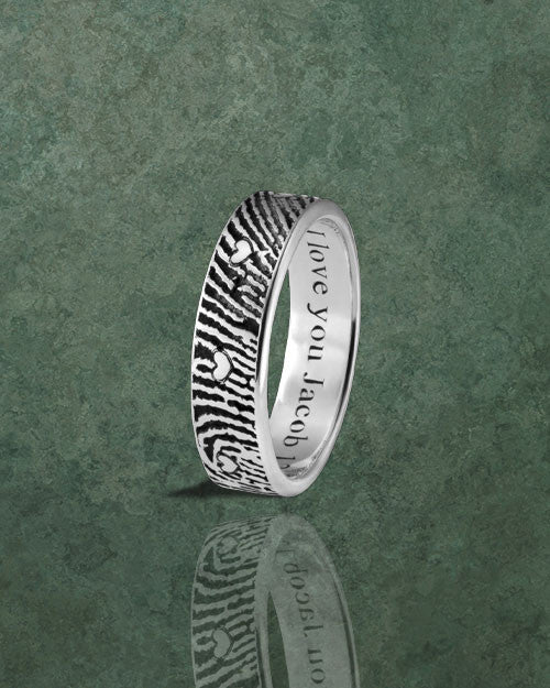 Ladies Sterling Silver Heart Thumbprint Ring