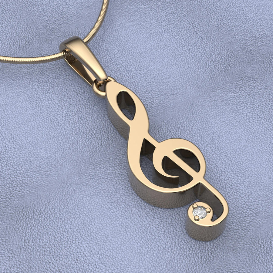 Solid Gold Music Note with Diamond