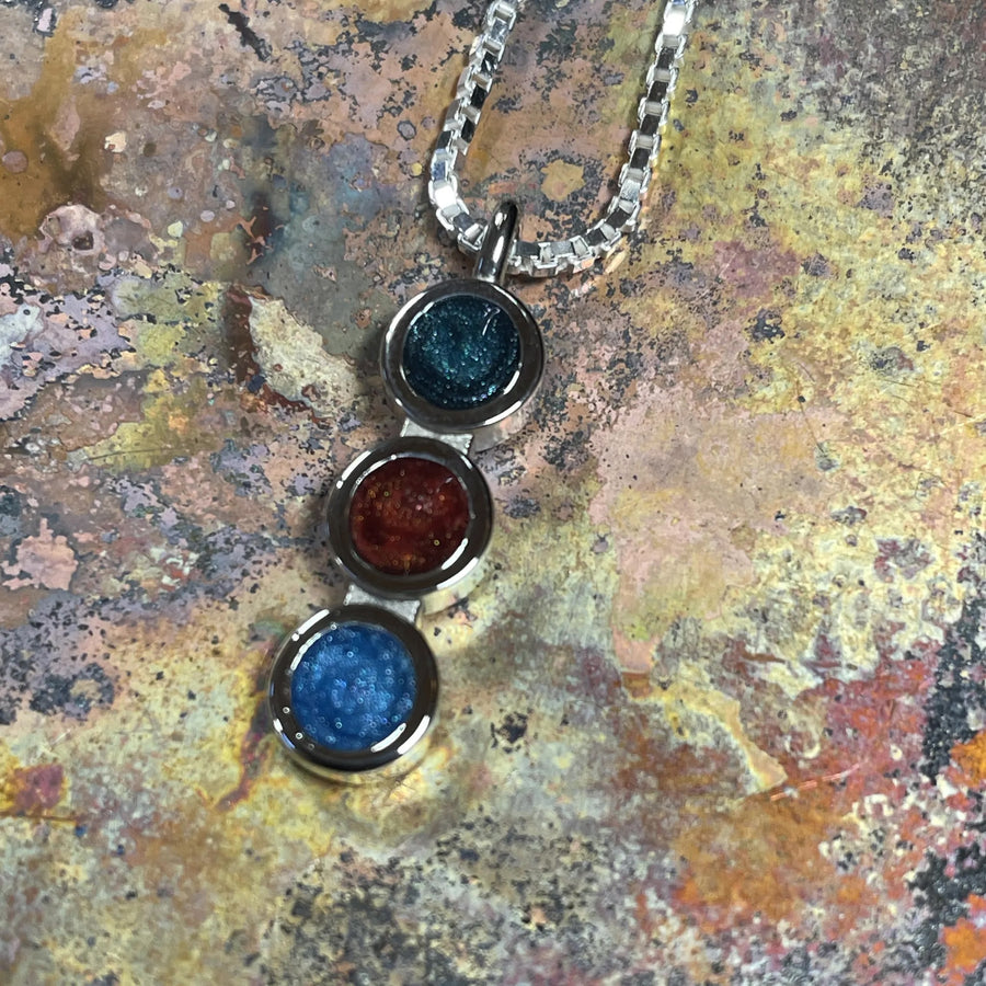 14K White Gold Vertical Ash Pendant - 3 Colors & 3 Remembrances