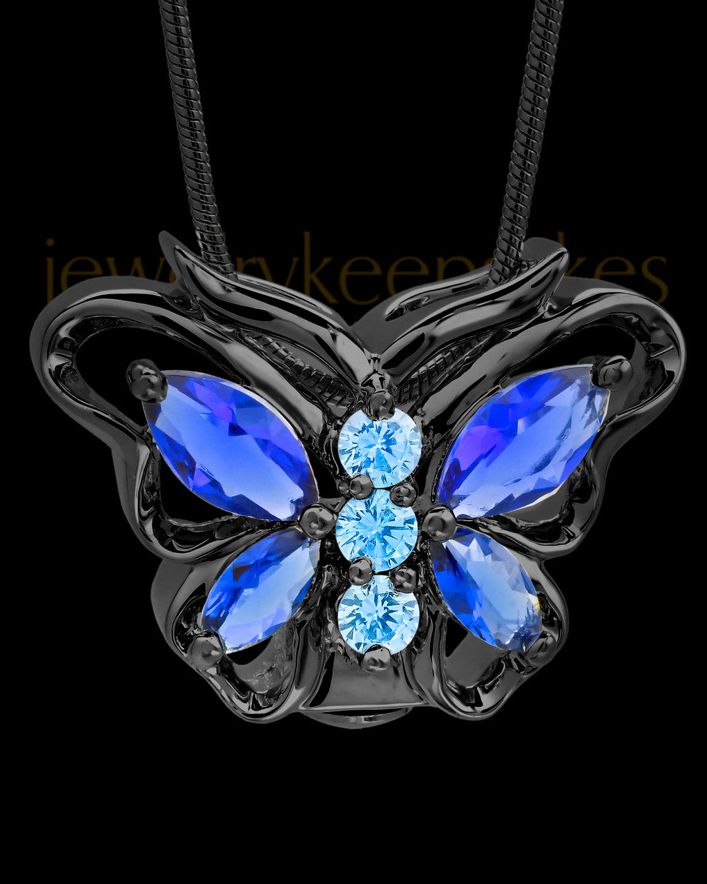 Black Bejeweled Butterfly Cremation Pendant
