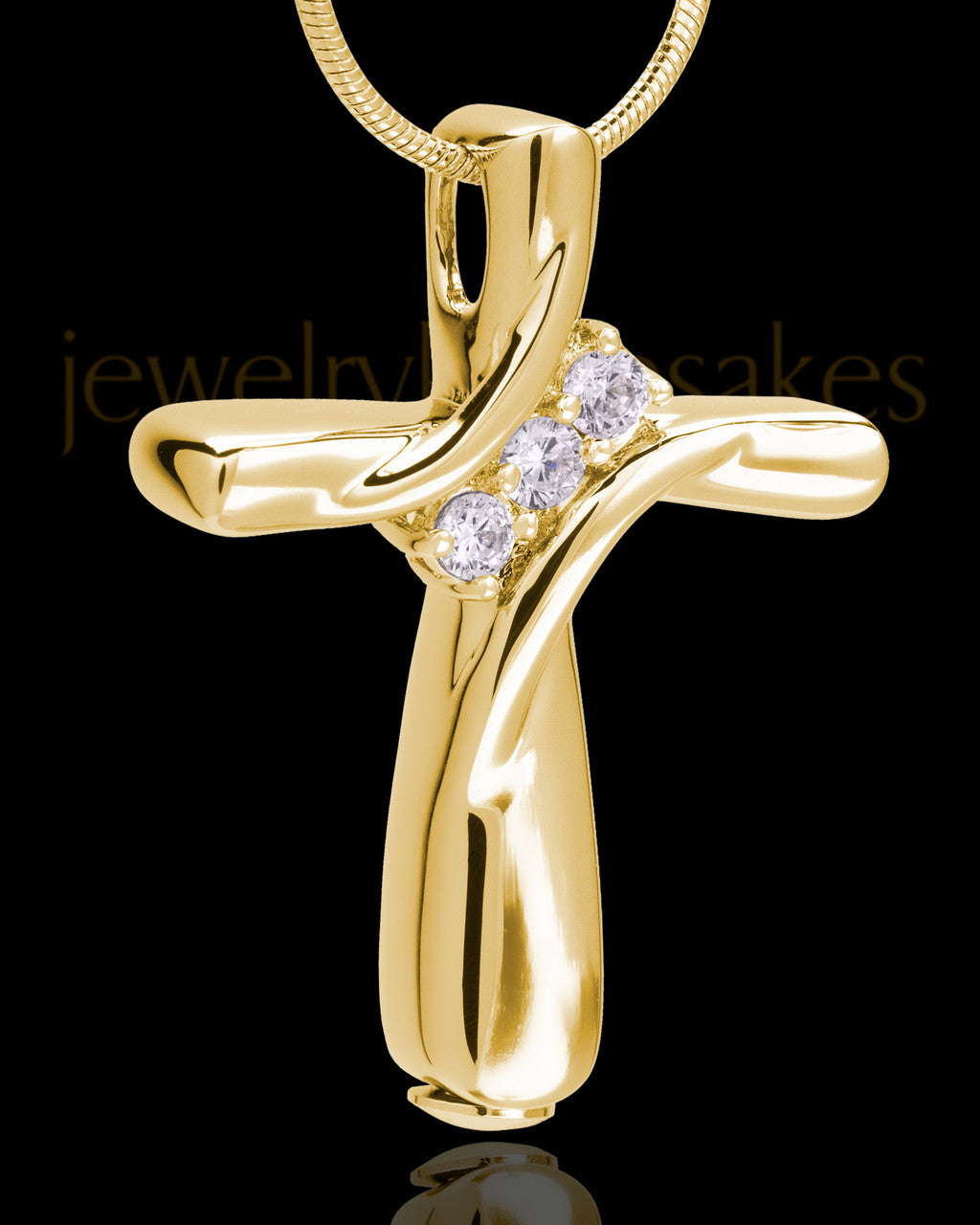 Personalized Gold Plated Cross Urn Pendant For Ashes With Engraving