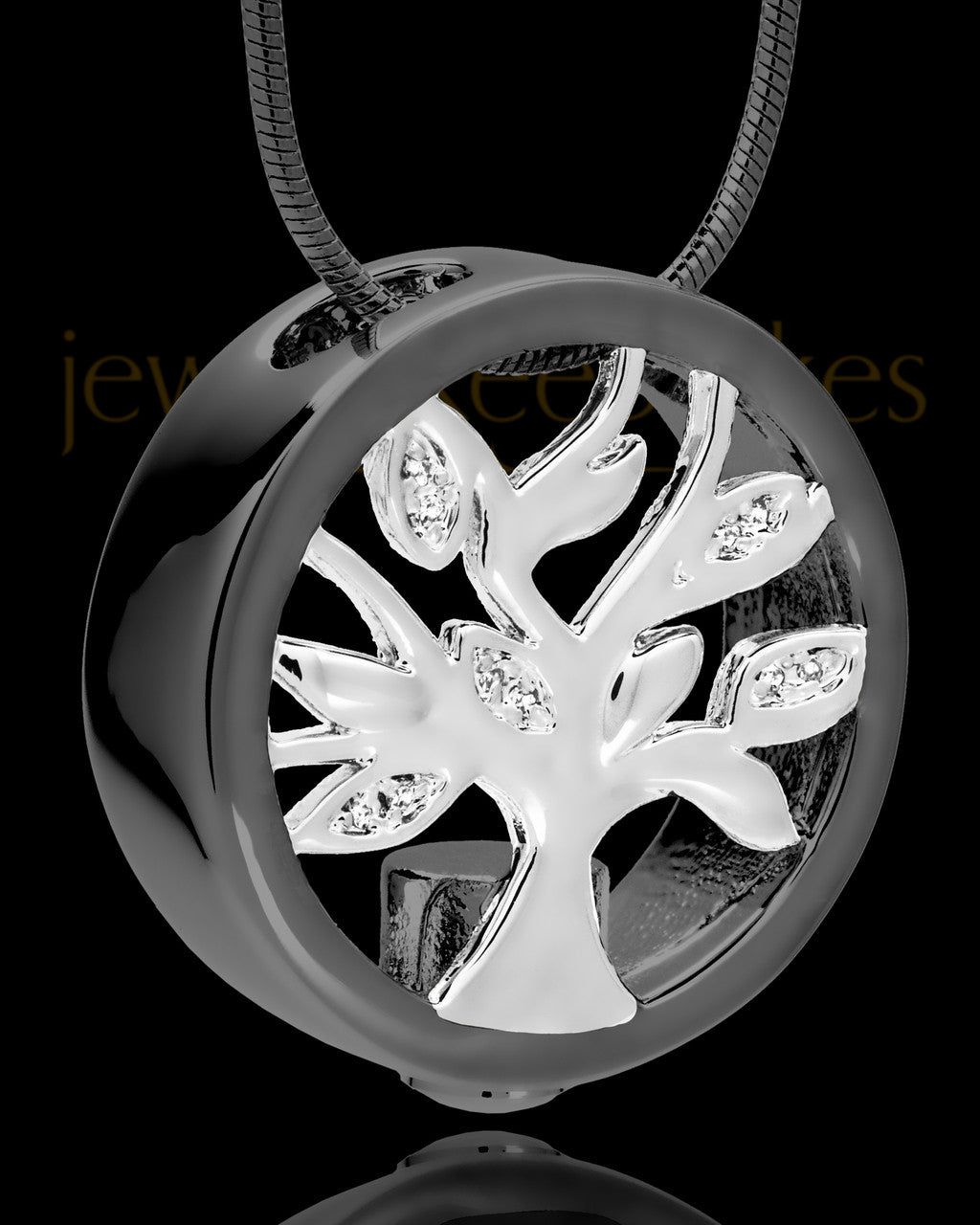 Black and Silver Tree of Life Cremation Pendant