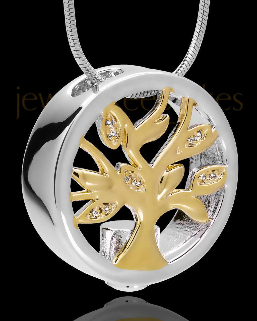 Sterling Silver and Gold Tree of Life Cremation Pendant