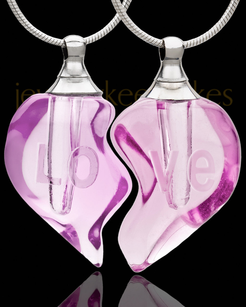 Blushing Double Hearts Glass Locket