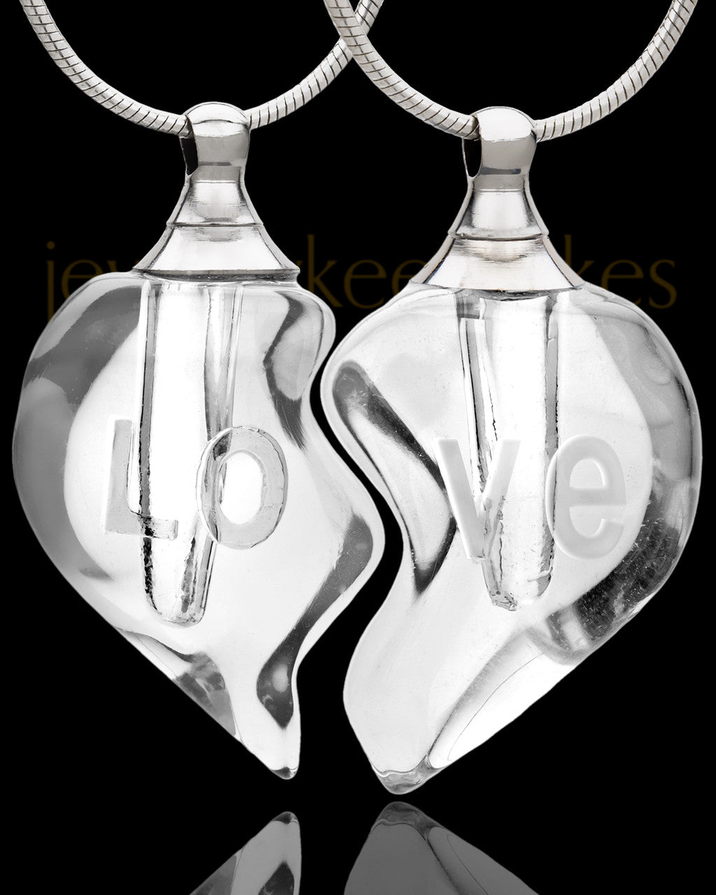 Clear Tranquil Moments Double Heart Glass Cremation Jewelry