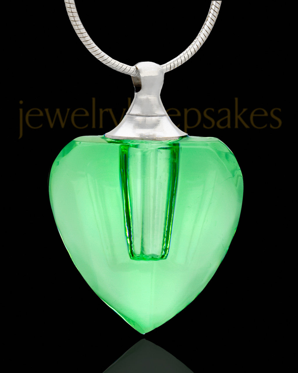 Cremation Jewelry Green Charmed Heart Glass Locket