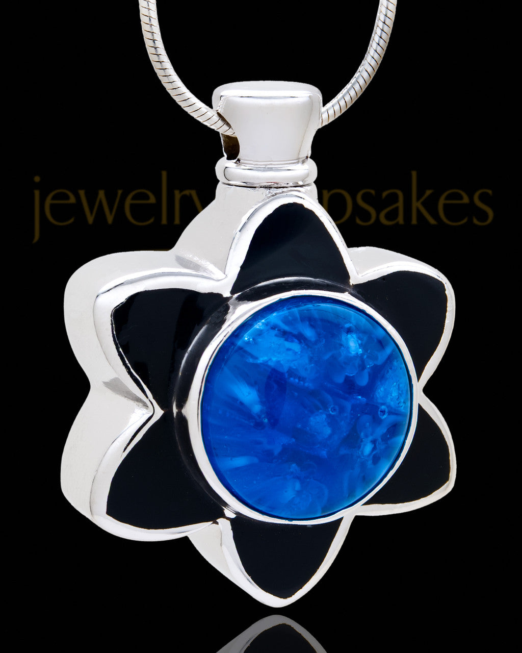 Silver Plated Blue Sassy Flower Cremation Urn Pendant
