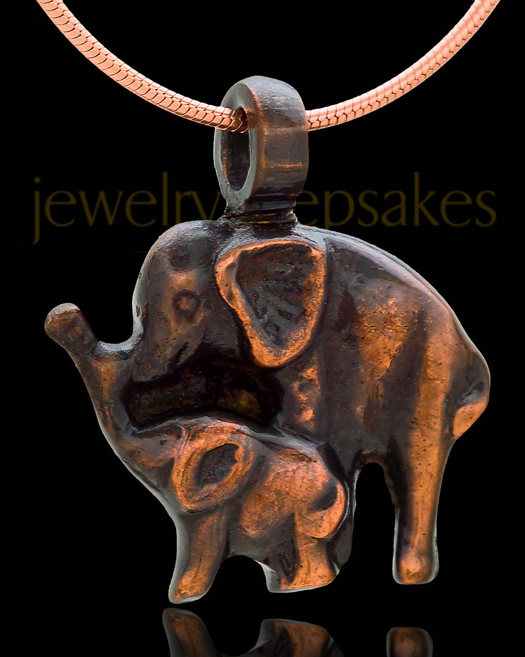 Memorial Locket Copper Two Elephants Keepsake