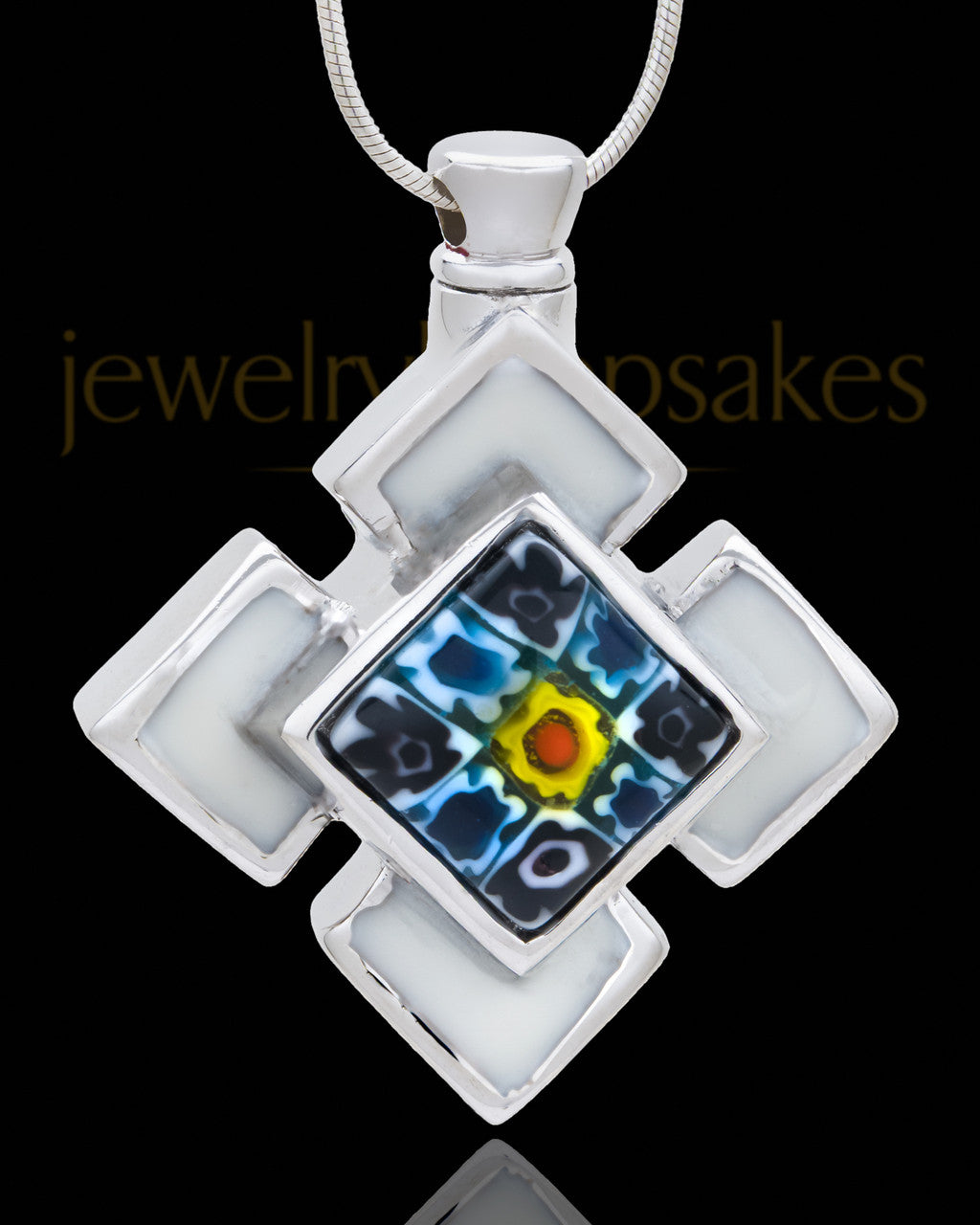 Silver Plated White Cleverness Cremation Urn Pendant