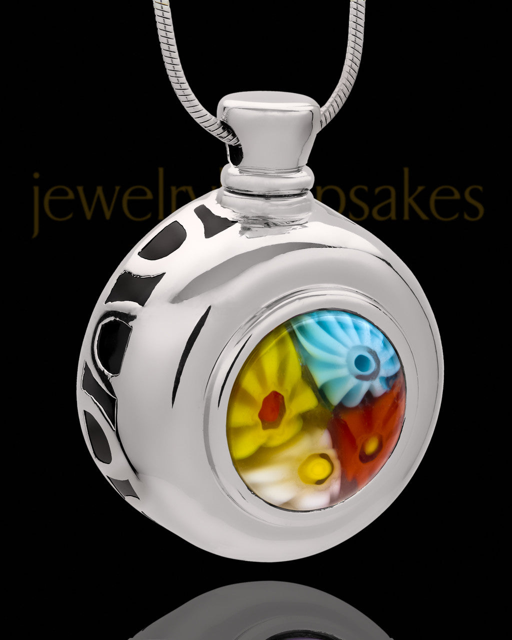 Silver Plated Jolly Round Cremation Urn Pendant