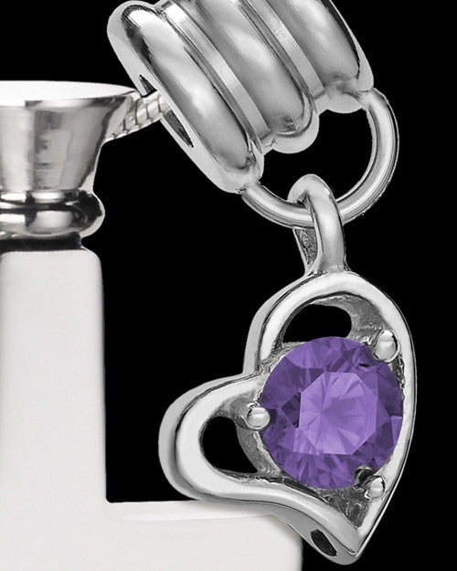 Stainless Cremains Locket February Memorable Cross - Eternity Collection