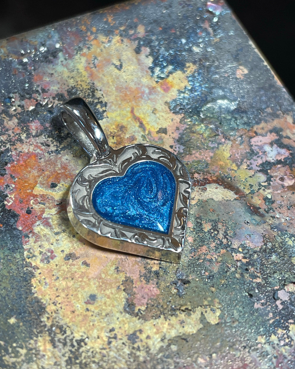 Paradise Heart Silver with Indigo Ash Jewelry