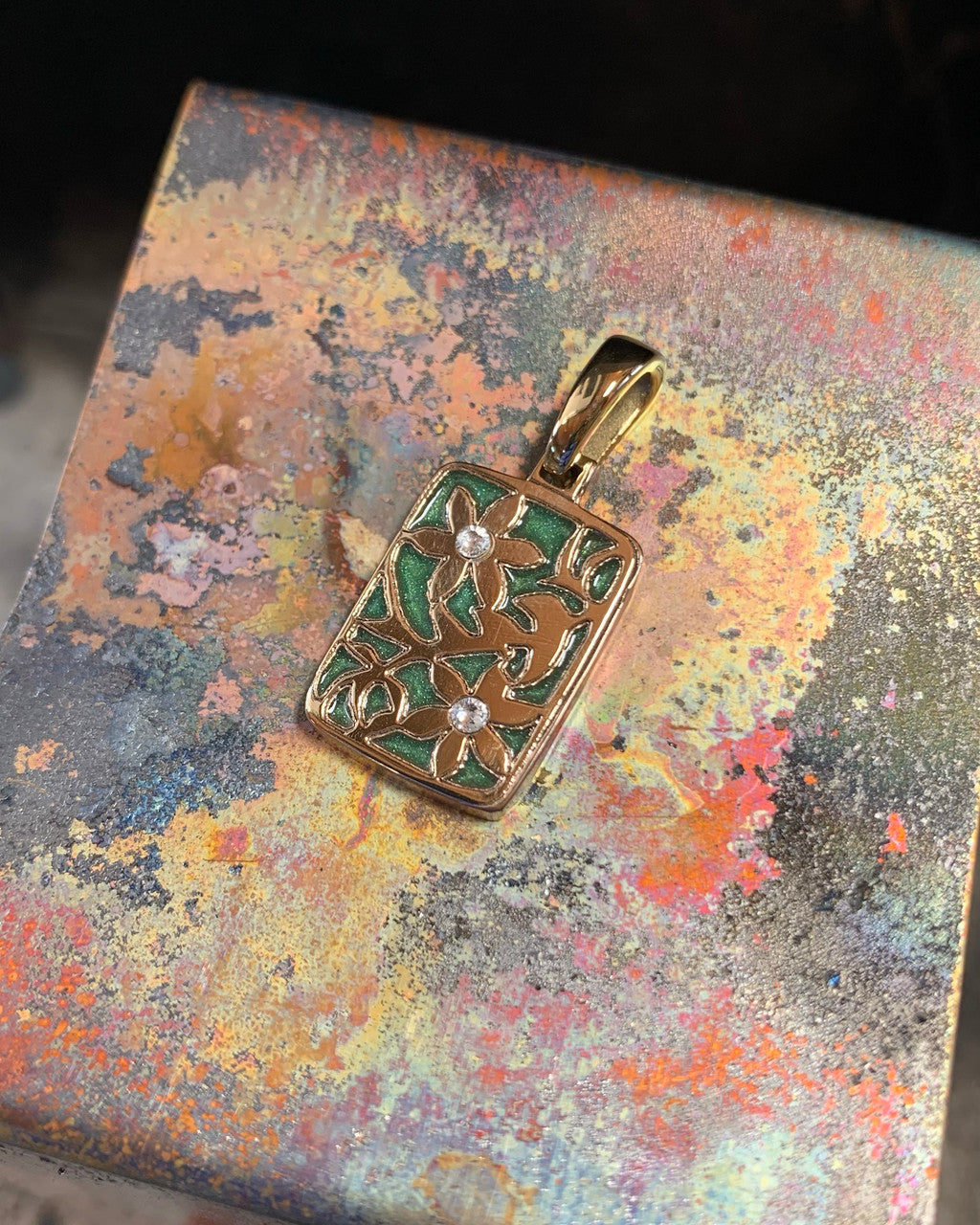 Solid 14K Gold Downy Rectangle Ash Jewelry