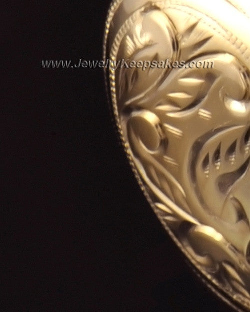Memorial Locket Etched Heart 14k Gold