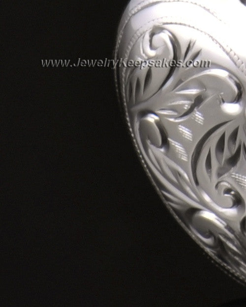 Memorial Locket Etched Heart 14k White Gold