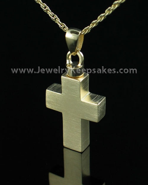 Cremation Urn Necklace Gold Plated Medium Cross